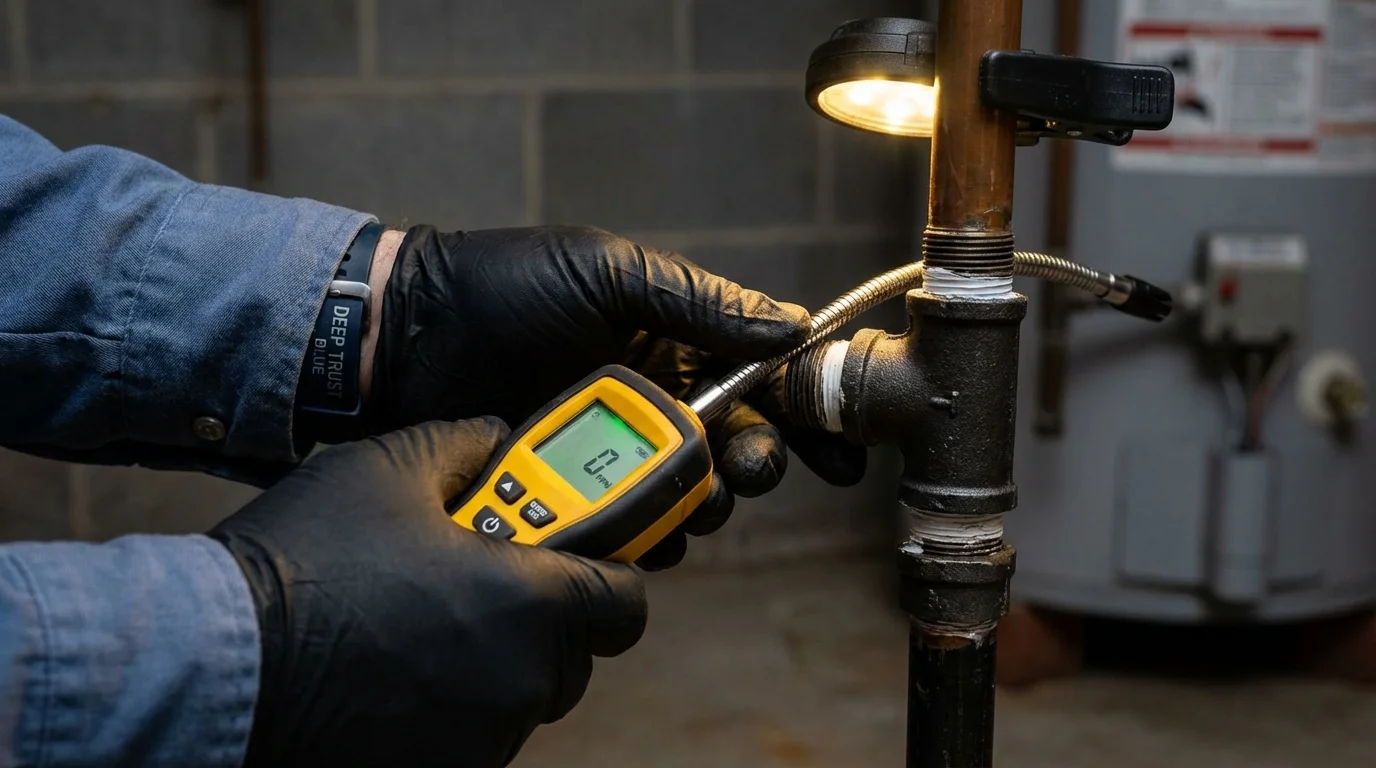 Gas leak detection with electronic sniffer by Johns Plumbing LLC in Lumberton
