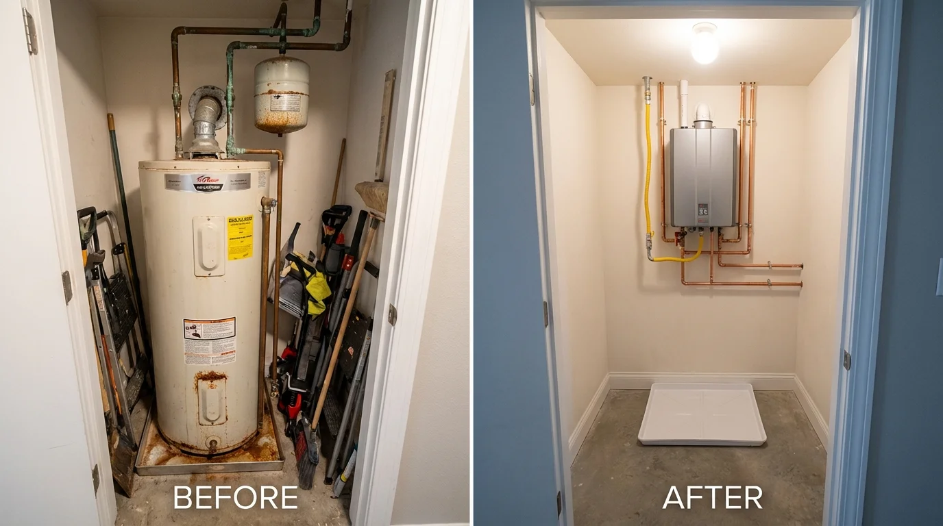 Tank water heater versus wall-mounted tankless unit comparison for Lumberton, TX homeowners